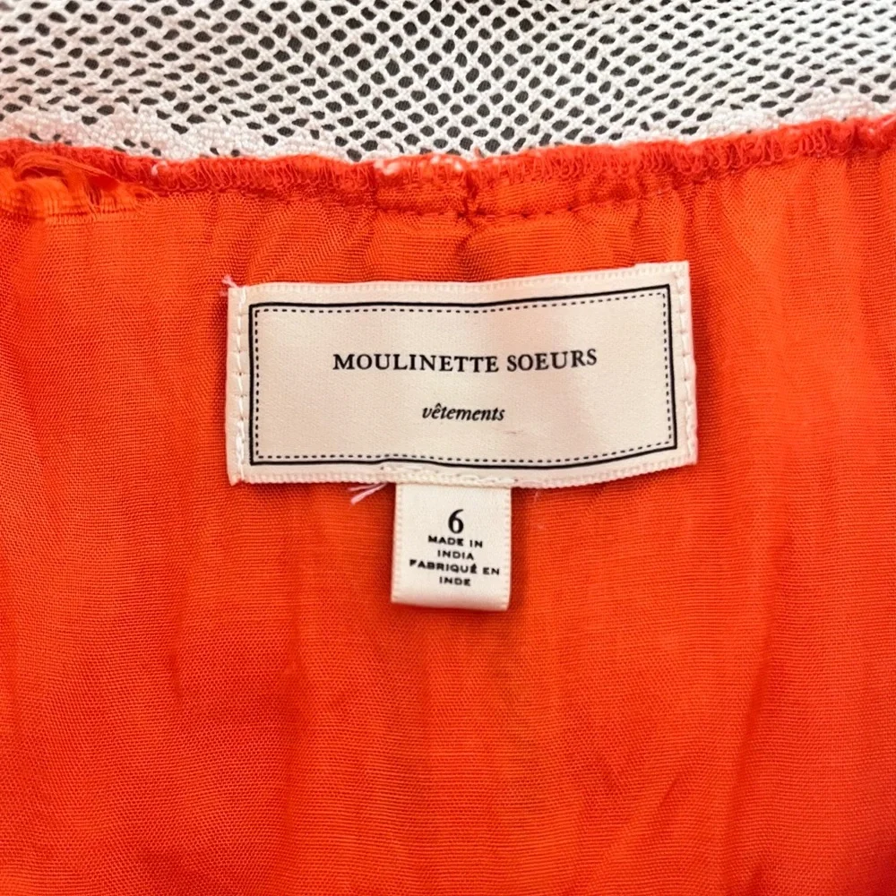 Anthropologie Moulinette Soeurs Orange Cream embroidered Sundress Sleeveless 6 - Picture 6 of 11